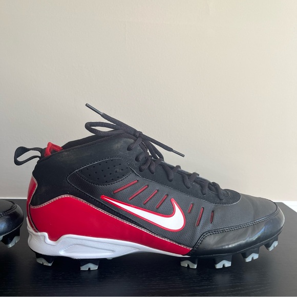 Nike Mens 11.5 Power Channel Cleats Football Black Red White 2008 - Picture 11 of 14
